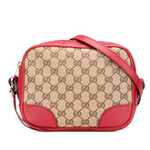 グッチ GGキャンバス ショルダーバッグ 449413 ベージュ レッド キャンバス レザー レディース GUCCI 【中古】